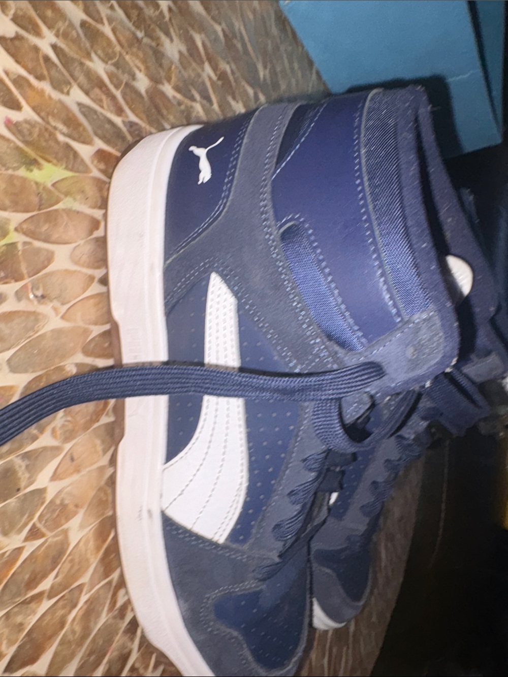 Puma Kids Navy Blue High-Top Sneakers with White Formstripe